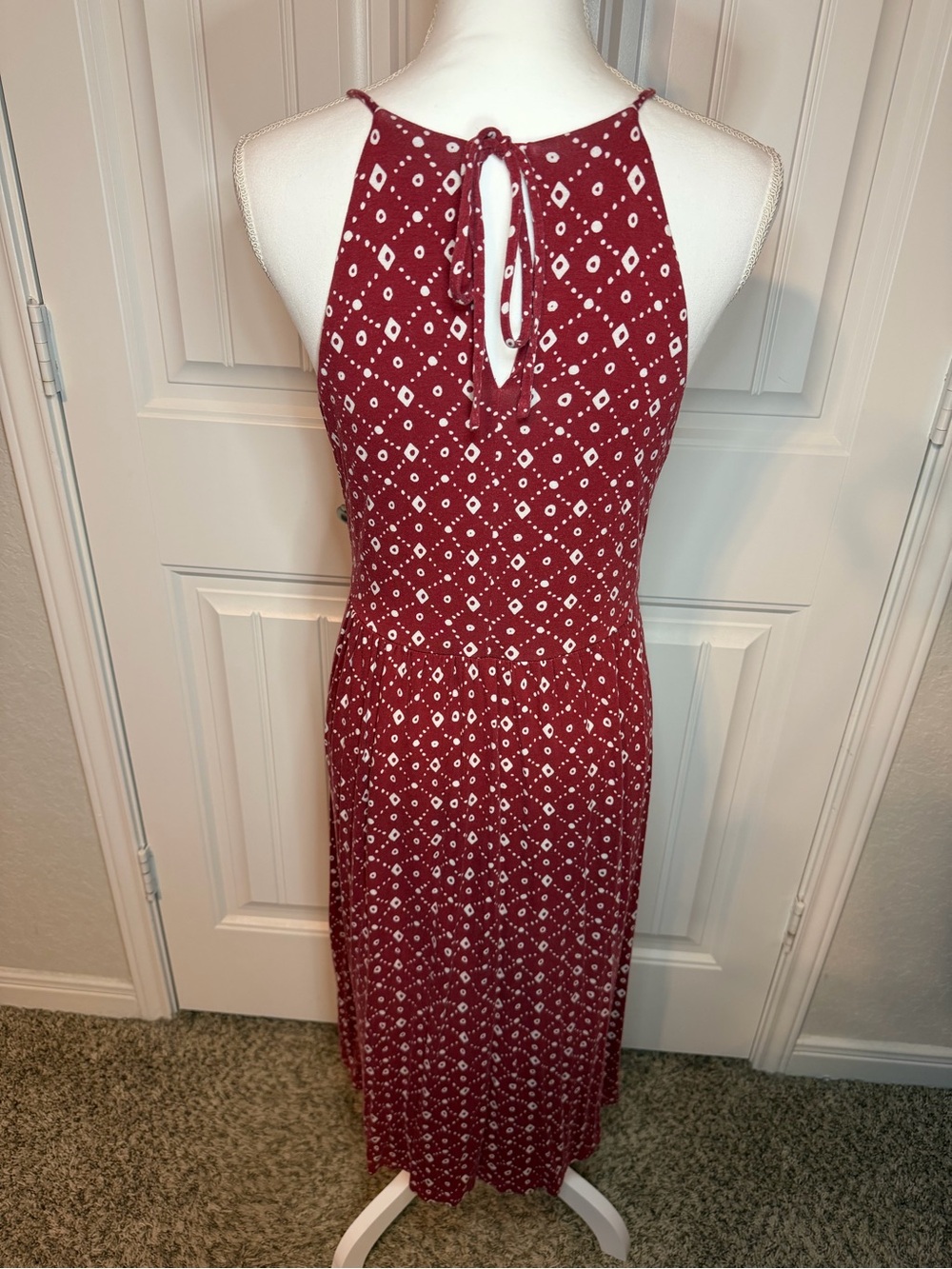 LOFT Red Boho Print Sleeveless Maxi Dress Size Small - Picture 10 of 11